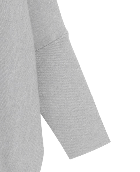 【定番】ラメ混前後V袖リブオーバーニット 詳細画像 シルバー 6