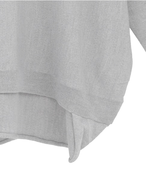 【定番】ラメ混前後V袖リブオーバーニット 詳細画像 シルバー 7