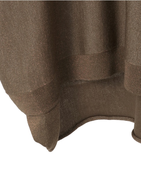 【定番】ラメ混前後V袖リブオーバーニット 詳細画像 ブロンズ 5