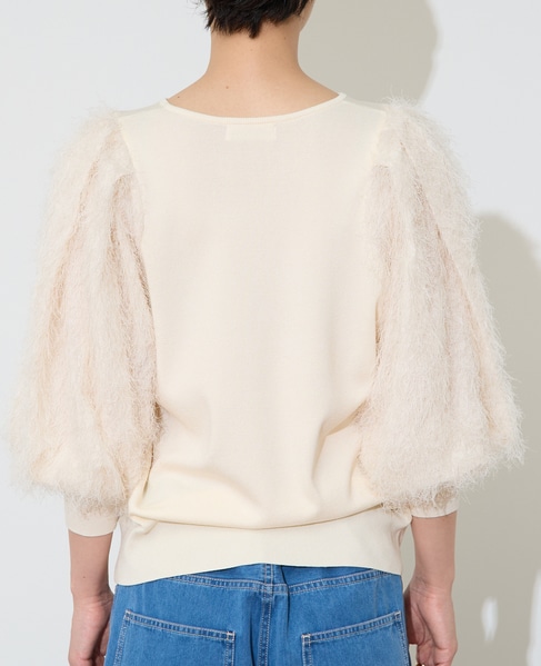 フェザーコンビボリュームスリーブニット 詳細画像 アイボリー 11