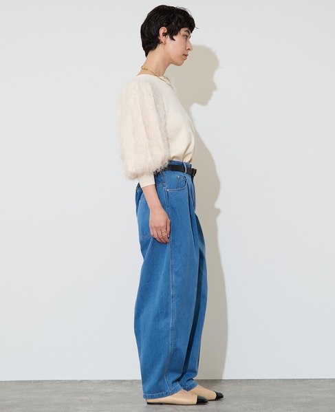 フェザーコンビボリュームスリーブニット 詳細画像 アイボリー 5