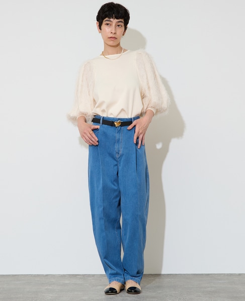 フェザーコンビボリュームスリーブニット 詳細画像 アイボリー 7