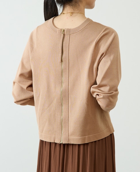 2WAYジップラメニットトップス 詳細画像 ピンクベージュ 4