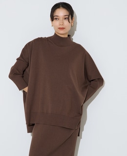 袖リブワイドハイネックニット