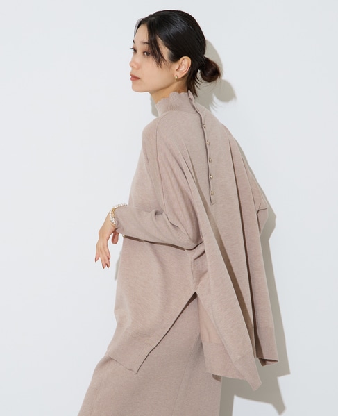 袖リブワイドハイネックニット 詳細画像 ベージュ 2