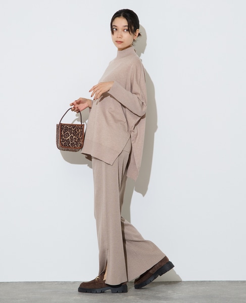 袖リブワイドハイネックニット 詳細画像 ベージュ 7