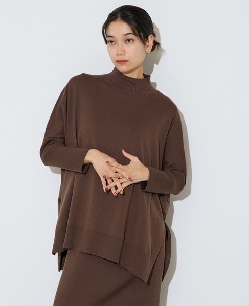 袖リブワイドハイネックニット 詳細画像 モカ 2
