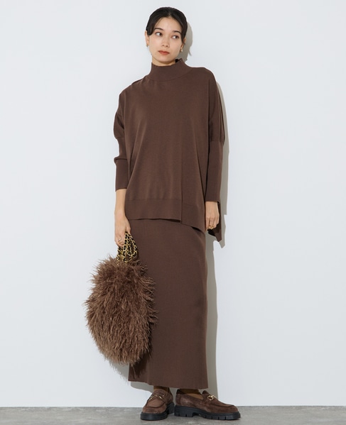 袖リブワイドハイネックニット 詳細画像 モカ 4