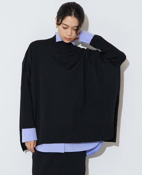 袖リブワイドハイネックニット 詳細画像 ブラック 1