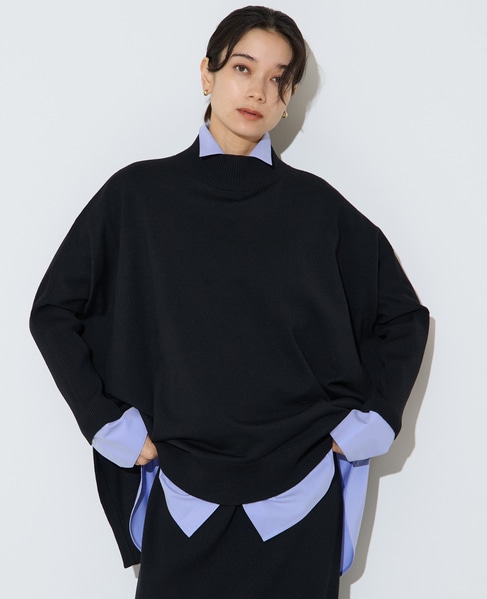 袖リブワイドハイネックニット 詳細画像 ブラック 2