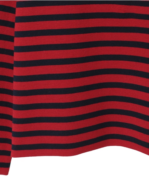 ハーフミラノリブニットトップス 詳細画像 レッド×ネイビー 16