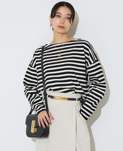 ハーフミラノリブニットトップス 詳細画像 ブラック×ホワイト 1