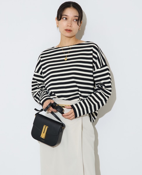 ハーフミラノリブニットトップス 詳細画像 ブラック×ホワイト 3