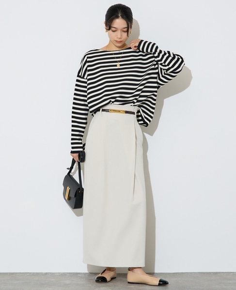 ハーフミラノリブニットトップス 詳細画像 ブラック×ホワイト 5