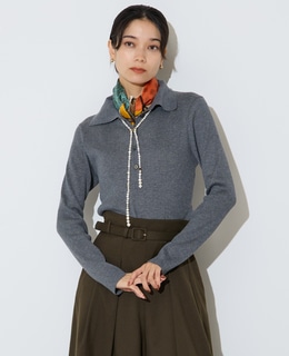 ポロカラーリブニット