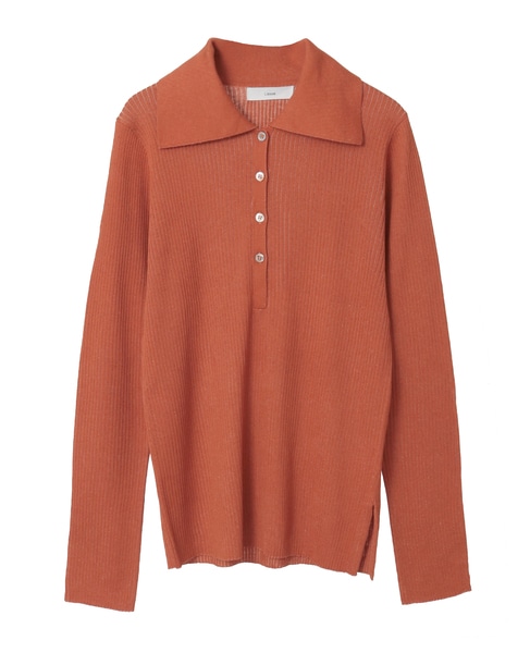 ポロカラーリブニット 詳細画像 オレンジ 10