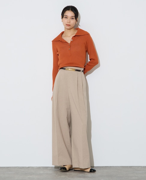 ポロカラーリブニット 詳細画像 オレンジ 6