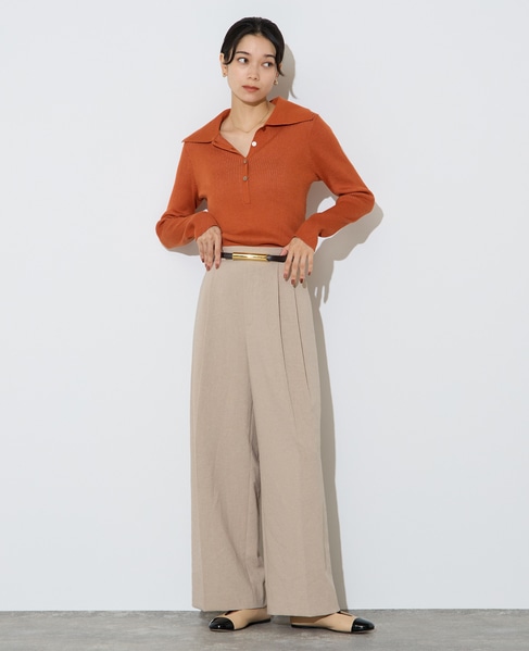 ポロカラーリブニット 詳細画像 オレンジ 7