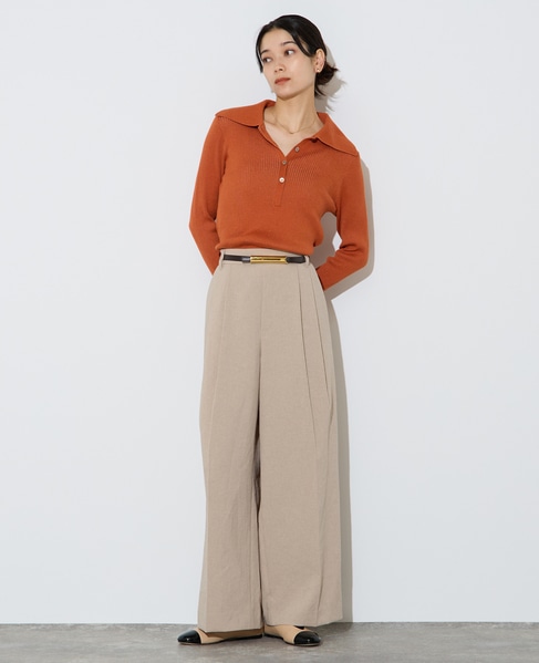 ポロカラーリブニット 詳細画像 オレンジ 8