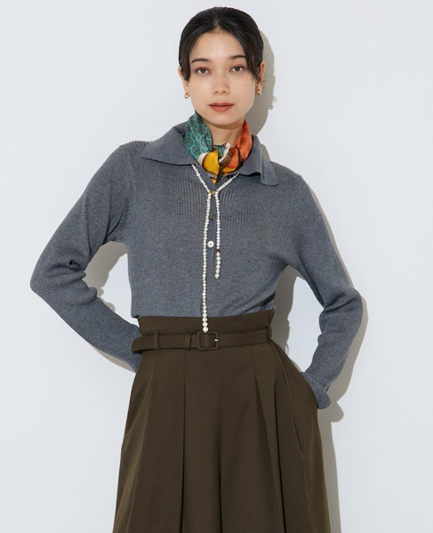 ポロカラーリブニット 詳細画像 トップグレー 2