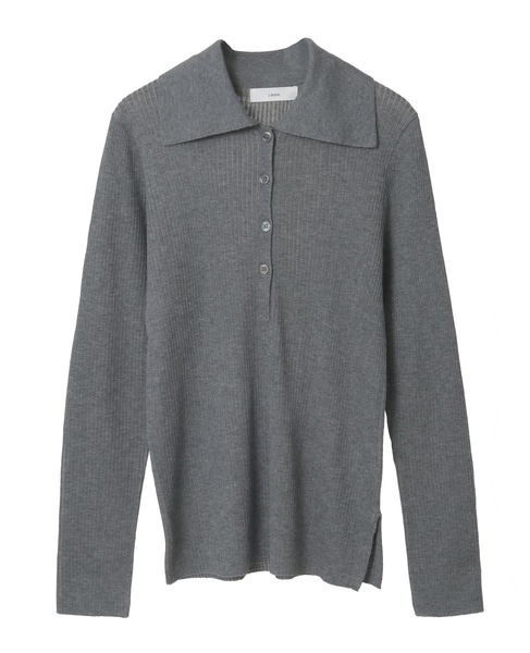 ポロカラーリブニット 詳細画像 トップグレー 9