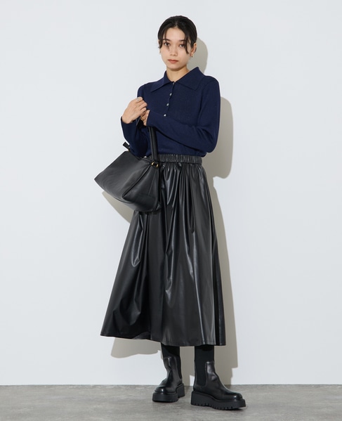 ポロカラーリブニット 詳細画像 ネイビー 6