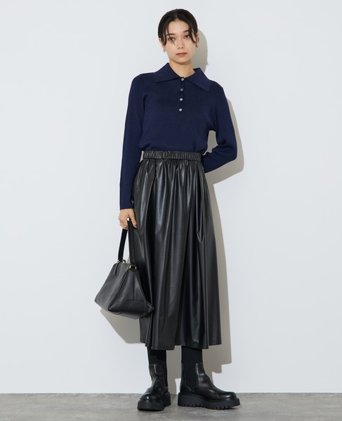 ポロカラーリブニット 詳細画像 ネイビー 8