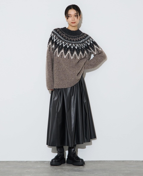 ジャガード編みニット 詳細画像 グレー 14