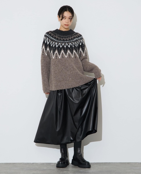 ジャガード編みニット 詳細画像 グレー 15