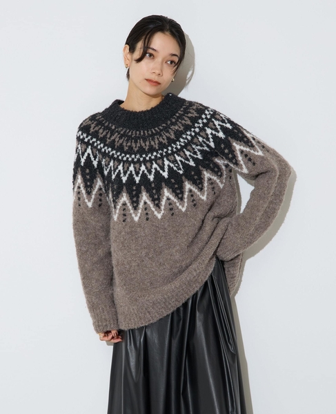 ジャガード編みニット 詳細画像 グレー 16