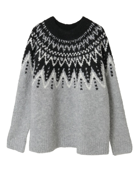 ジャガード編みニット 詳細画像 グレー 17