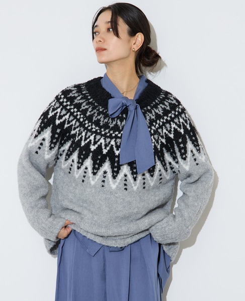 ジャガード編みニット 詳細画像 グレー 2
