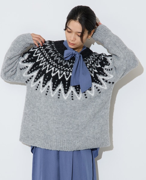 ジャガード編みニット 詳細画像 グレー 3