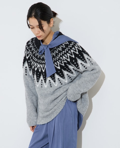 ジャガード編みニット 詳細画像 グレー 5