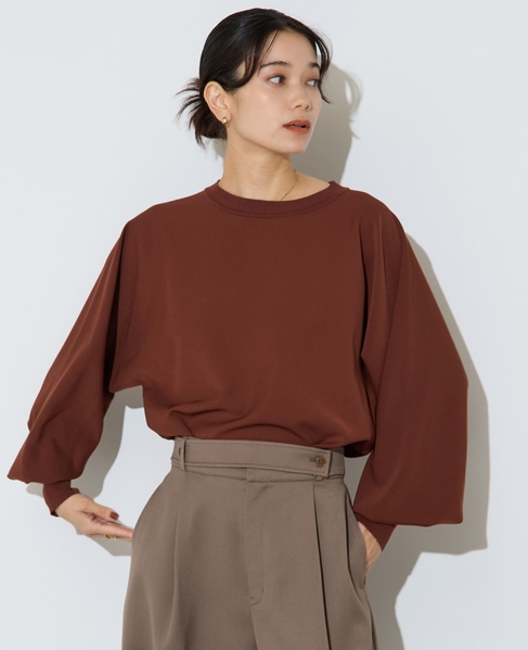 【定番】布帛コンビニットトップス 詳細画像 ブラウン 4