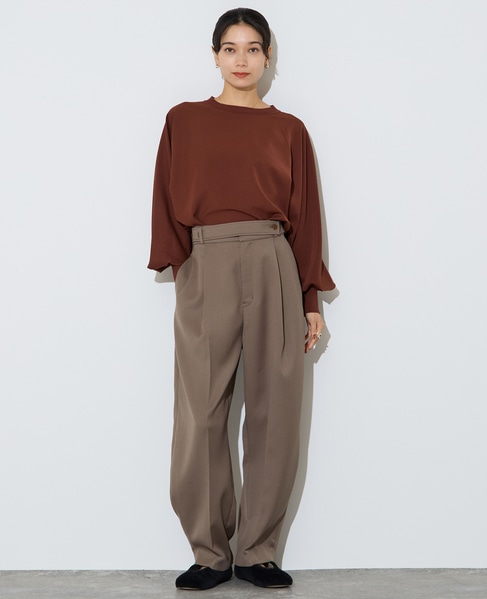 【定番】布帛コンビニットトップス 詳細画像 ブラウン 8