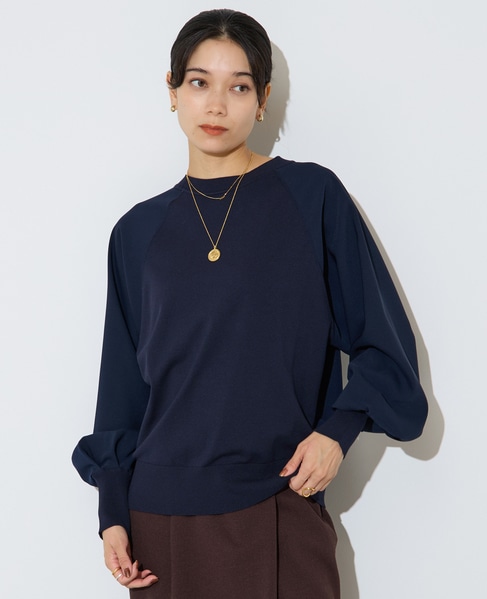 【定番】布帛コンビニットトップス 詳細画像 ネイビー 2