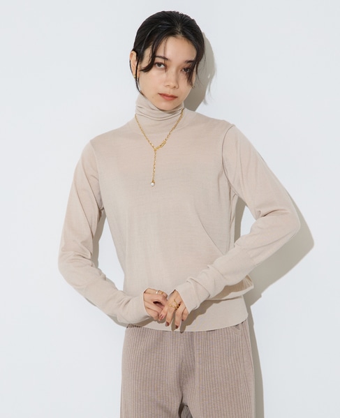 ウォッシャブルウールタートルニット 詳細画像 ベージュ 1