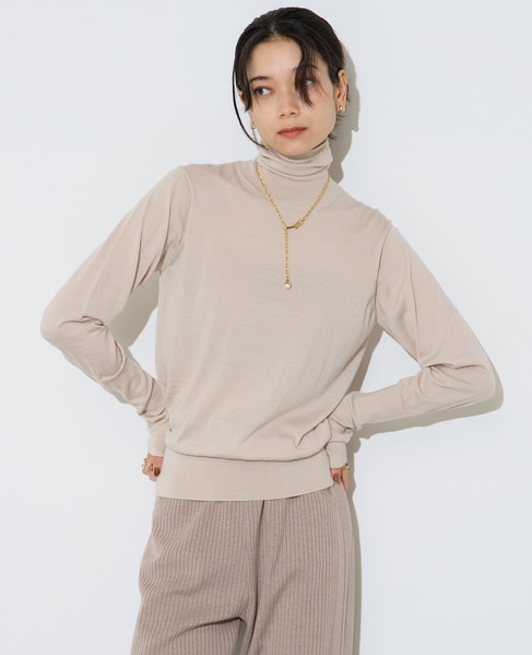 ウォッシャブルウールタートルニット 詳細画像 ベージュ 3