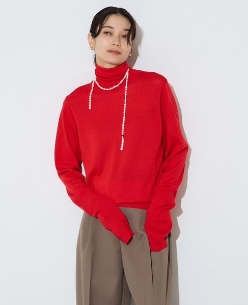 ウォッシャブルウールタートルニット 詳細画像 レッド 1