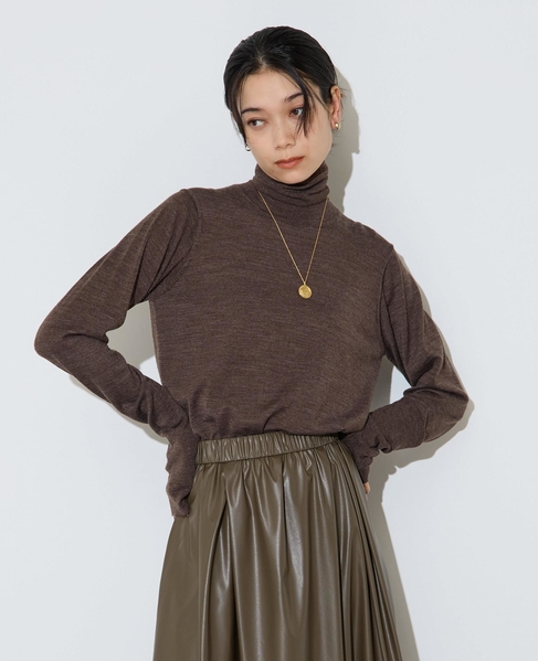 ウォッシャブルウールタートルニット 詳細画像 ブラウン 1