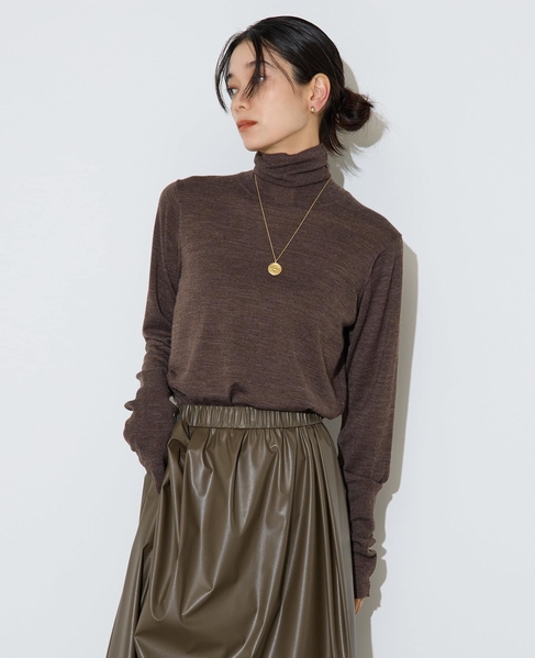 ウォッシャブルウールタートルニット 詳細画像 ブラウン 3