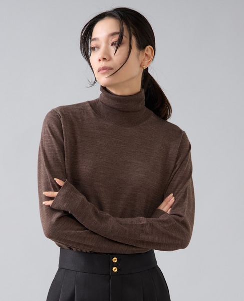 ウォッシャブルウールタートルニット 詳細画像 ブラウン 9