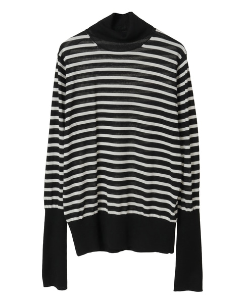 ウォッシャブルウールタートルニット 詳細画像 ボーダー 11