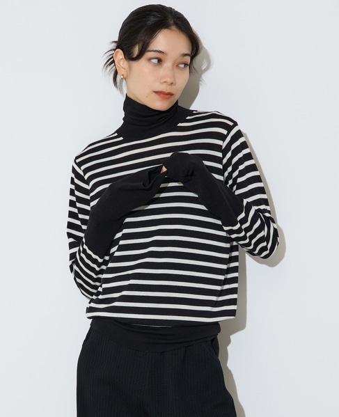 ウォッシャブルウールタートルニット 詳細画像 ボーダー 2