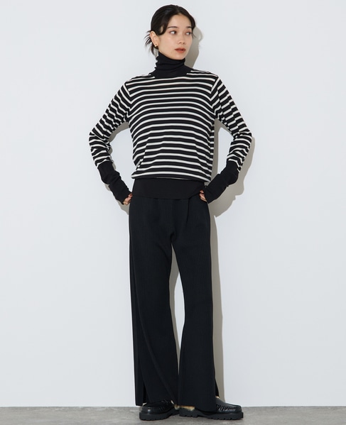 ウォッシャブルウールタートルニット 詳細画像 ボーダー 9