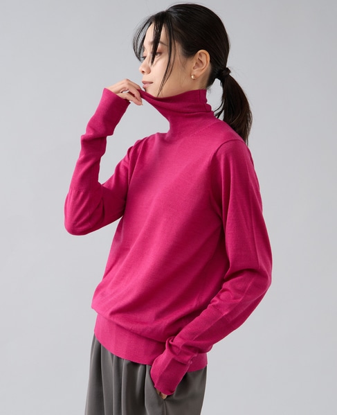 ウォッシャブルウールタートルニット 詳細画像 ピンク 1