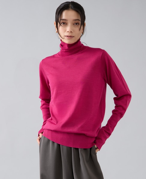 ウォッシャブルウールタートルニット 詳細画像 ピンク 2