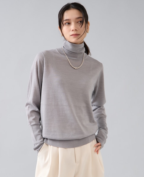 ウォッシャブルウールタートルニット 詳細画像 ライトグレー 1