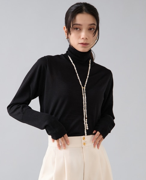 ウォッシャブルウールタートルニット 詳細画像 ブラック 2